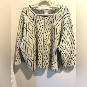 NORTH STYLE Navy and White Front Zip Cardigan with 3/4 Sleeves, 3X